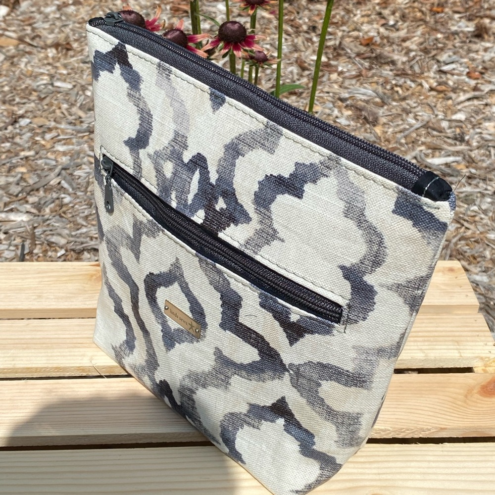 Pretty Charcoal and Ivory Cosmetic or Clutch Bag